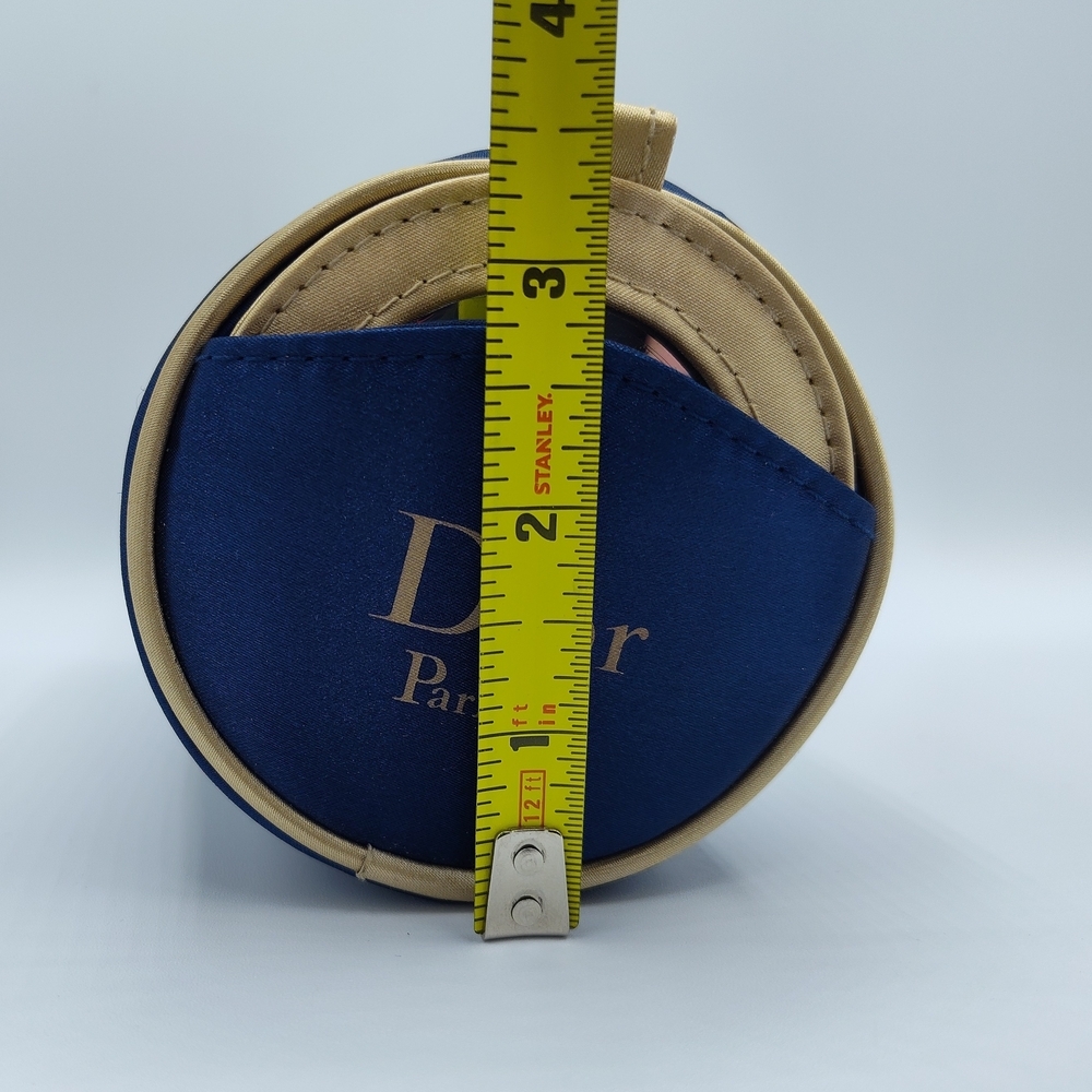 Vintage Y2K DIOR Parfums Blue Gold Trousse de Toilette Cosmetic Bag Mirror NWOT - Picture 10 of 10